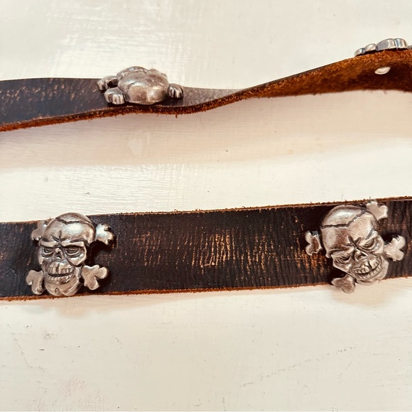Bill Adler design skull brown leather beltmen's size 32 - Picture 4 of 9